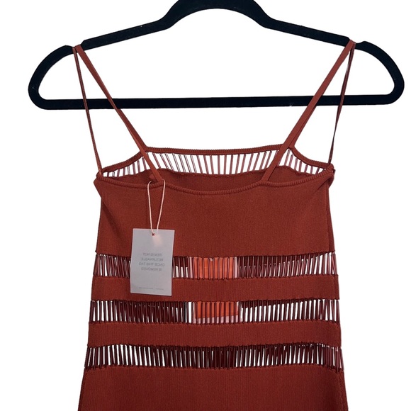 NEW NWT Cult Gaia Olitan Embellished Midi Dress In Tannin - Picture 9 of 11